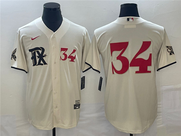 Men's Texas Rangers #34 Nolan Ryan Cream 2023 City Connect With Patch Stitched Baseball Jersey